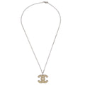 Chanel Cc Logo Pendant Necklace Metal Silver Silver_Plated Necklace Jewelry (Pre-Owned)