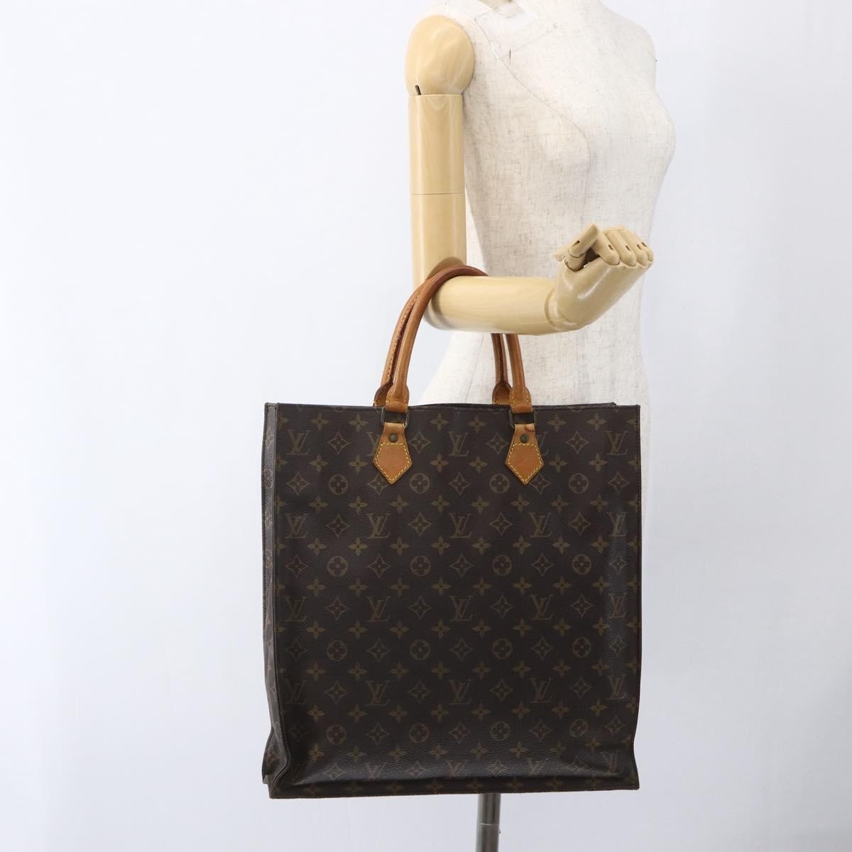 Louis Vuitton Sac Plat Bag Monogram Canvas Brown Canvas Tote Bag Bag (Pre-Owned)
