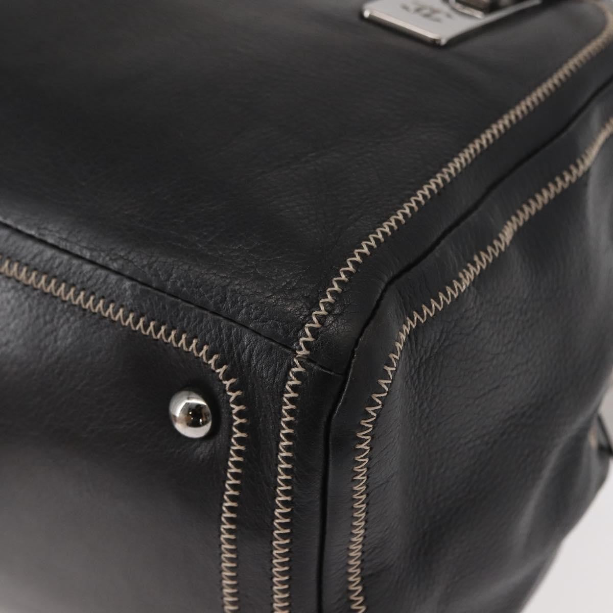 Chanel Cc Bowler Quilted Caviar Black Leather Handbag (Pre-Owned)
