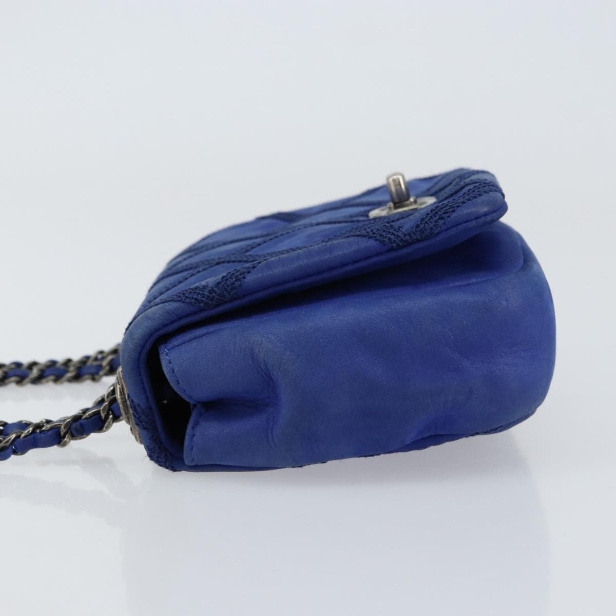 Chanel Diamond Stitch Chain Flap Bag Quilted Iridescent Calfskin Blue Leather Shoulder Bag Bag (Pre-Owned)