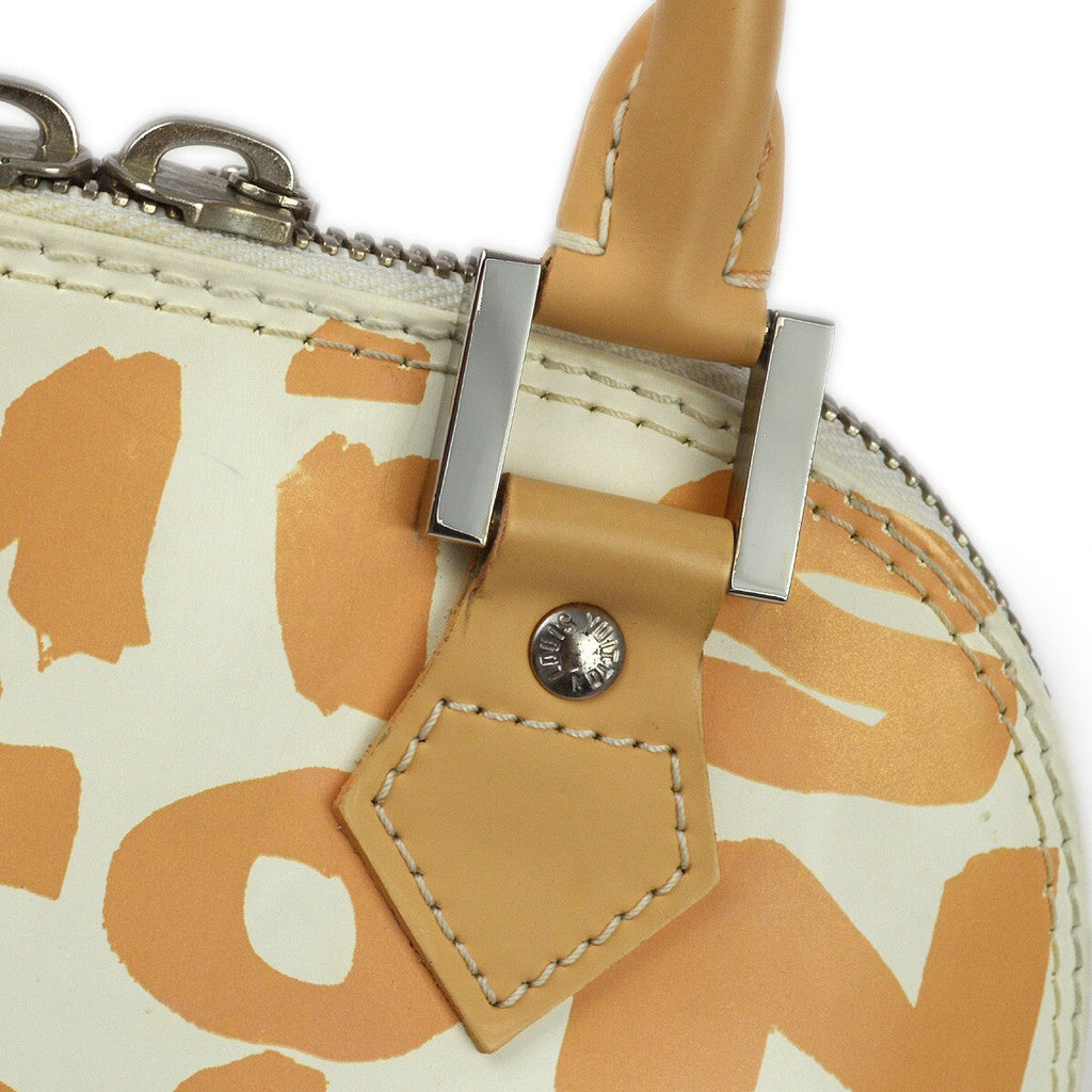 Louis Vuitton Alma Handbag Limited Edition Graffiti Leather Beige Leather Handbag (Pre-Owned)