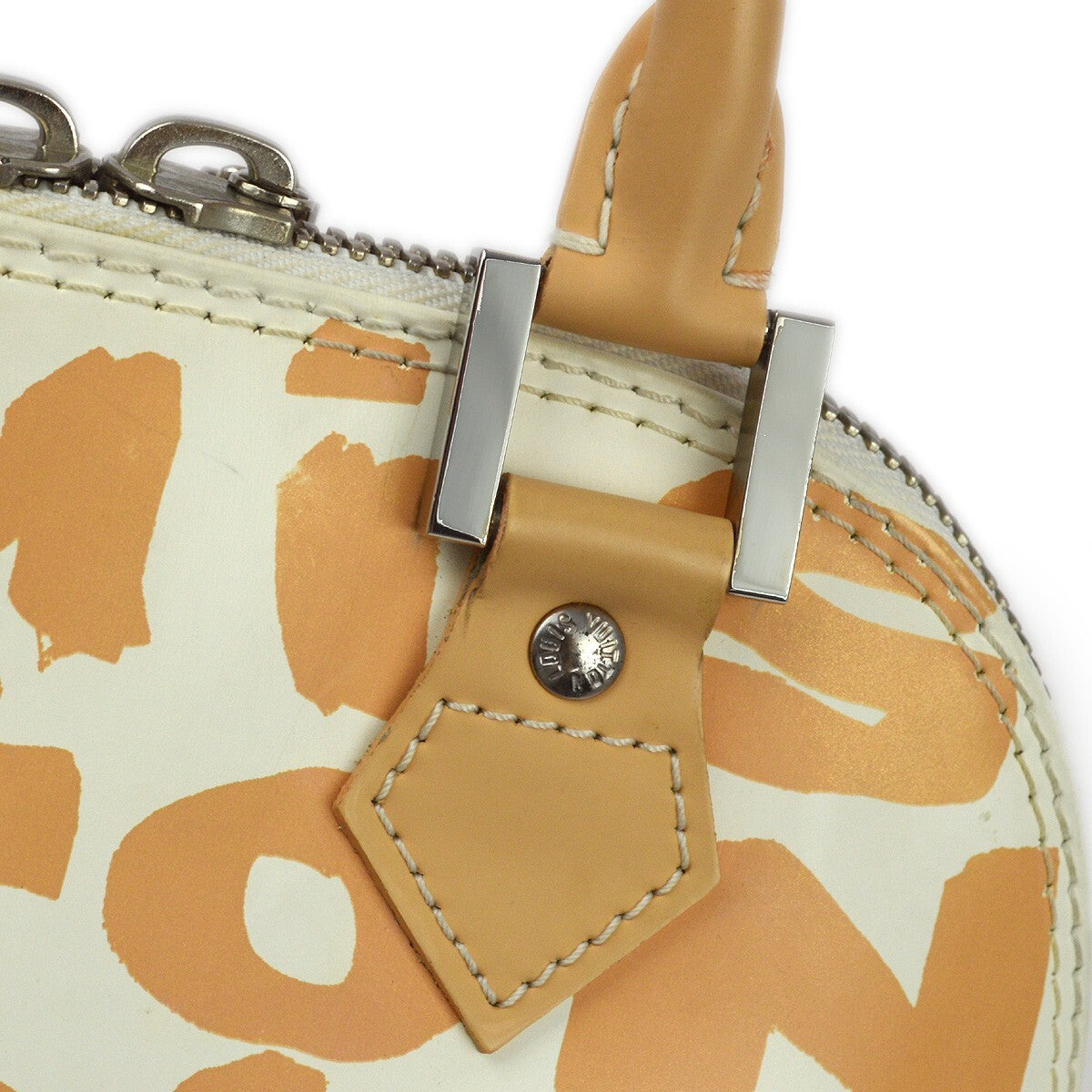 Louis Vuitton Alma Handbag Limited Edition Graffiti Leather Beige Leather Handbag (Pre-Owned)