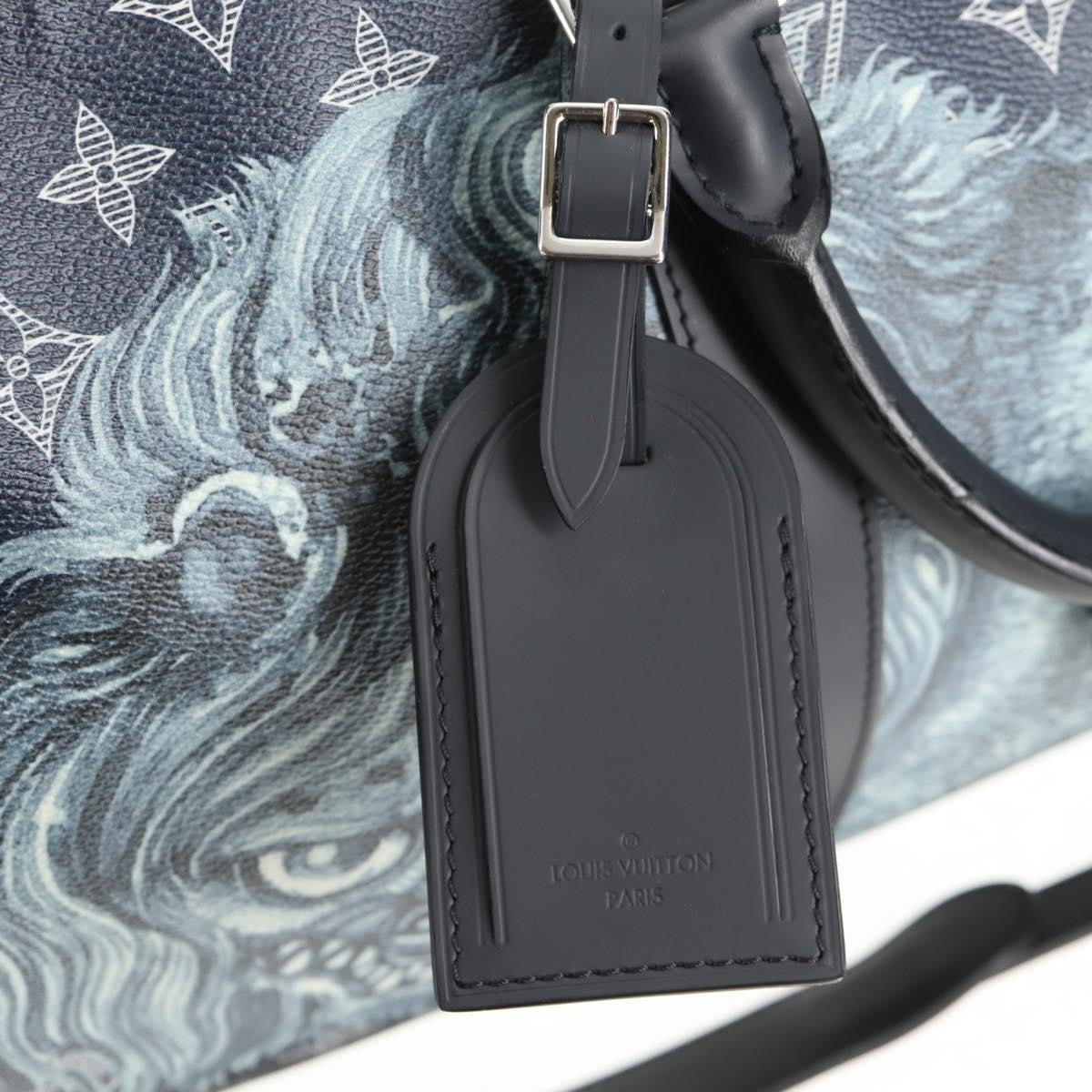 Louis Vuitton Keepall Bandouliere Bag Limited Edition Chapman Savane Monogram Canvas Navy Canvas Travel Bag Bag (Pre-Owned)