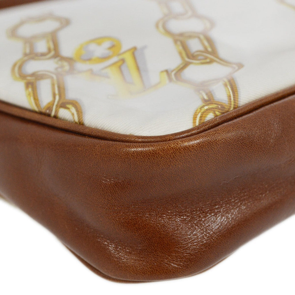 Louis Vuitton Charms Pochette Pvc Over Printed Silk Brown Leather Clutche & Pouche Bag (Pre-Owned)