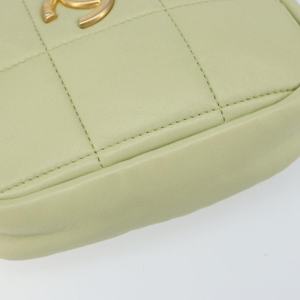 Chanel Diamond Chain Crossbody Bag Quilted Lambskin Green Leather Shoulder Bag Bag (Pre-Owned)