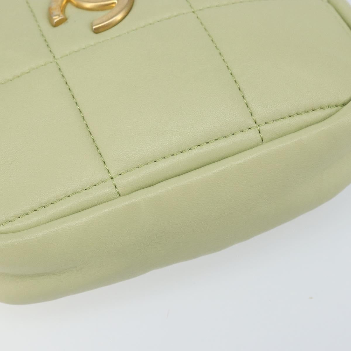 Chanel Diamond Chain Crossbody Bag Quilted Lambskin Green Leather Shoulder Bag Bag (Pre-Owned)