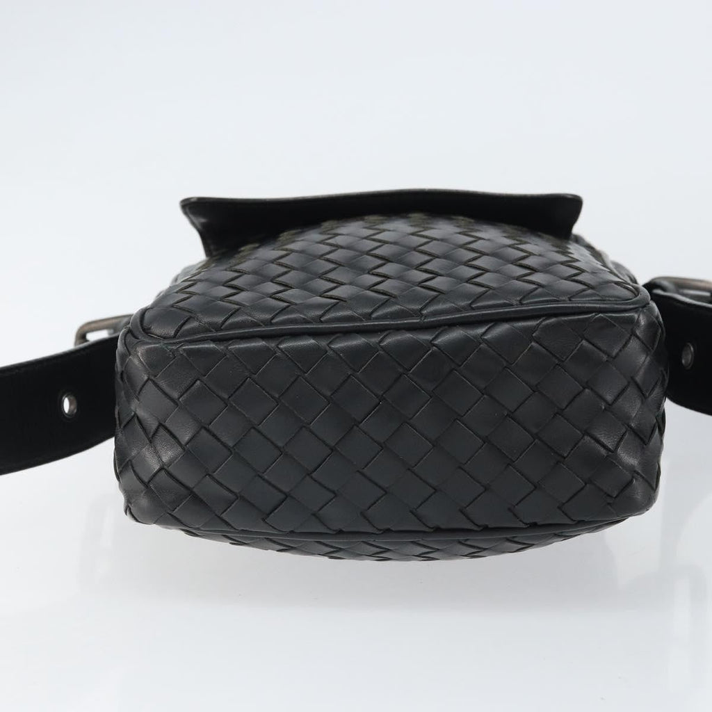 Bottega Veneta Intrecciato Shoulder Bag Leather Black Leather Shoulder Bag Bag (Pre-Owned)