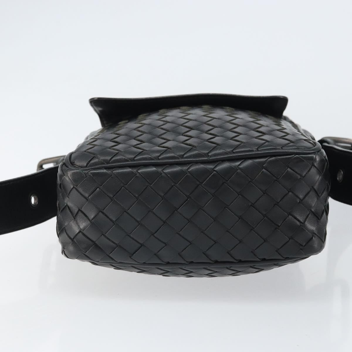 Bottega Veneta Intrecciato Shoulder Bag Leather Black Leather Shoulder Bag Bag (Pre-Owned)