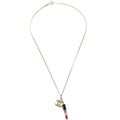 Chanel Cc Lipstick Charm Pendant Necklace Metal With Resin And Crystals Gold Metal Necklace Jewelry (Pre-Owned)