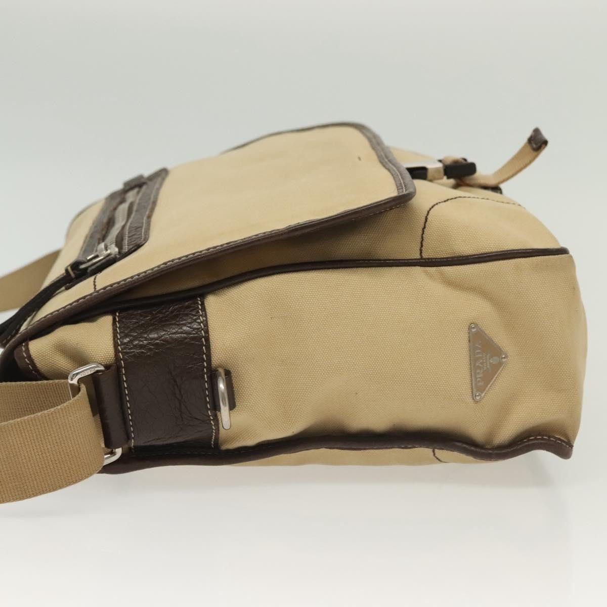 Prada Vintage Shoulder Bag Canvas Beige Canvas Shoulder Bag Bag (Pre-Owned)
