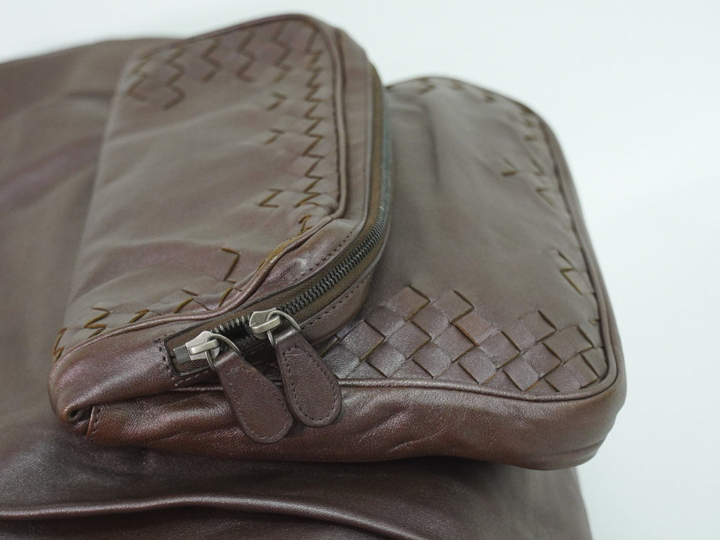 Bottega Veneta Intrecciato Shoulder Bag Leather Brown Leather Shoulder Bag Bag (Pre-Owned)