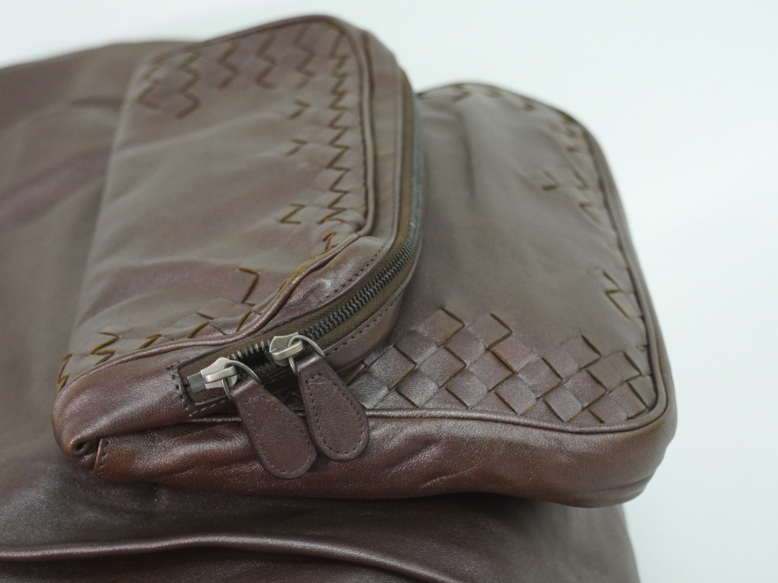 Bottega Veneta Intrecciato Shoulder Bag Leather Brown Leather Shoulder Bag Bag (Pre-Owned)