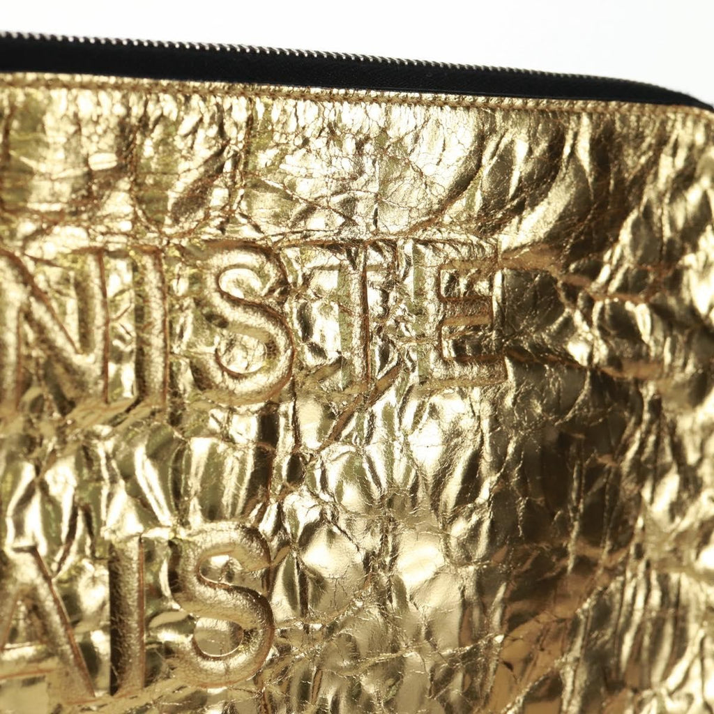 Chanel Feminine Pouch Crinkled Leather Gold Leather Clutche & Pouche Bag (Pre-Owned)