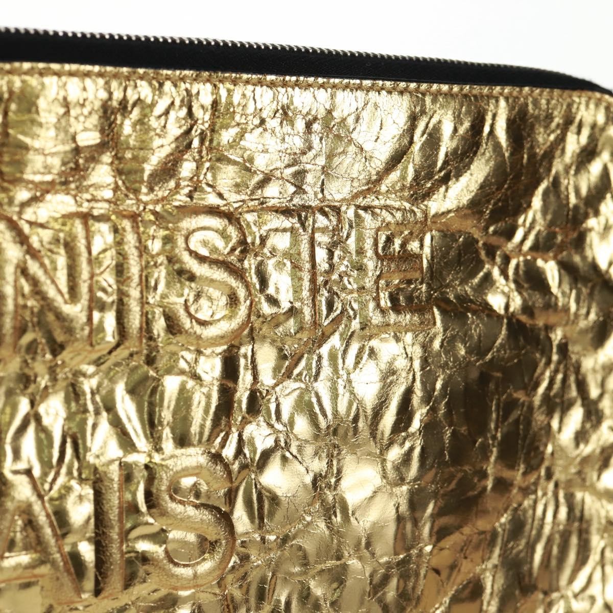 Chanel Feminine Pouch Crinkled Leather Gold Leather Clutche & Pouche Bag (Pre-Owned)