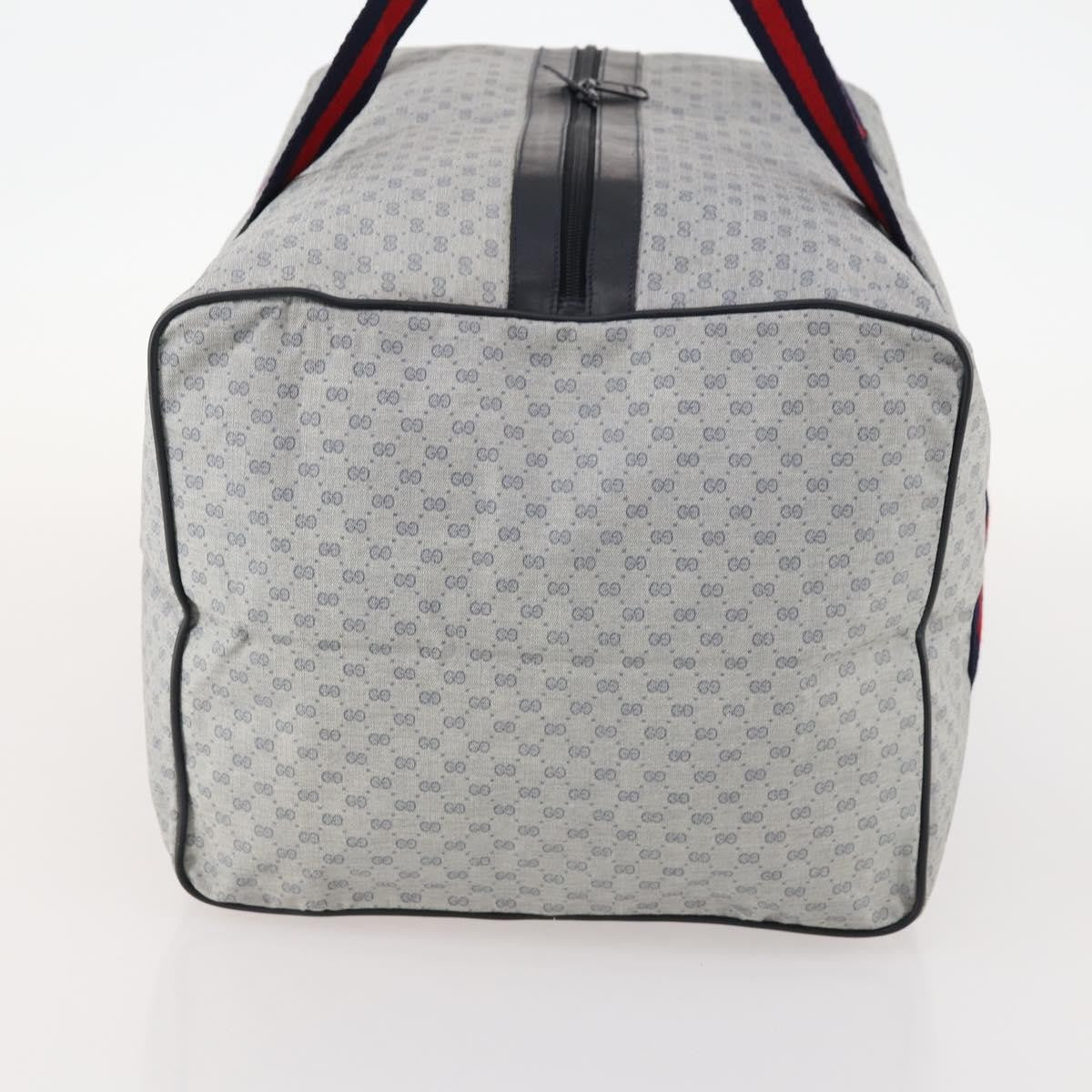 Gucci Web Trim Weekend Duffle Bag Gg Coated Canvas Navy Canvas Travel Bag Bag (Pre-Owned)