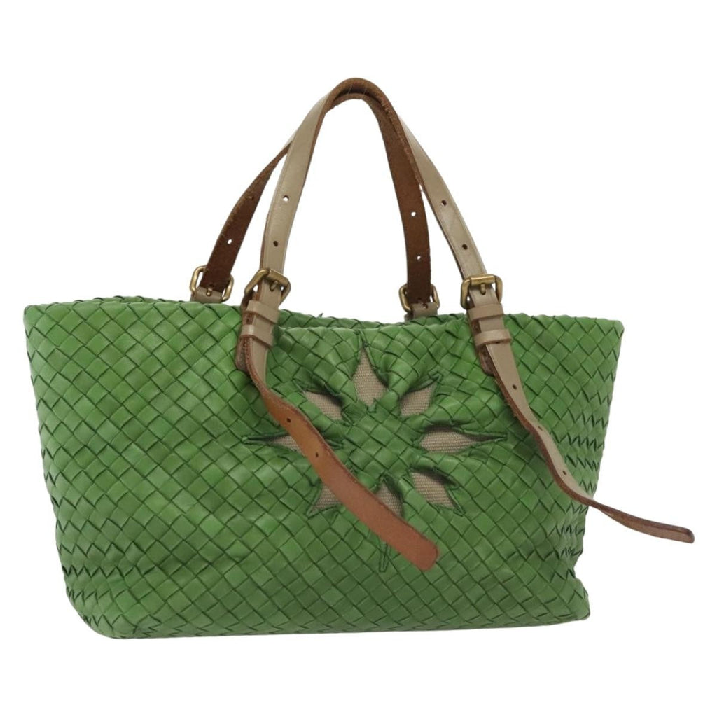 Bottega Veneta Intrecciato Leather Green Leather Handbag (Pre-Owned)