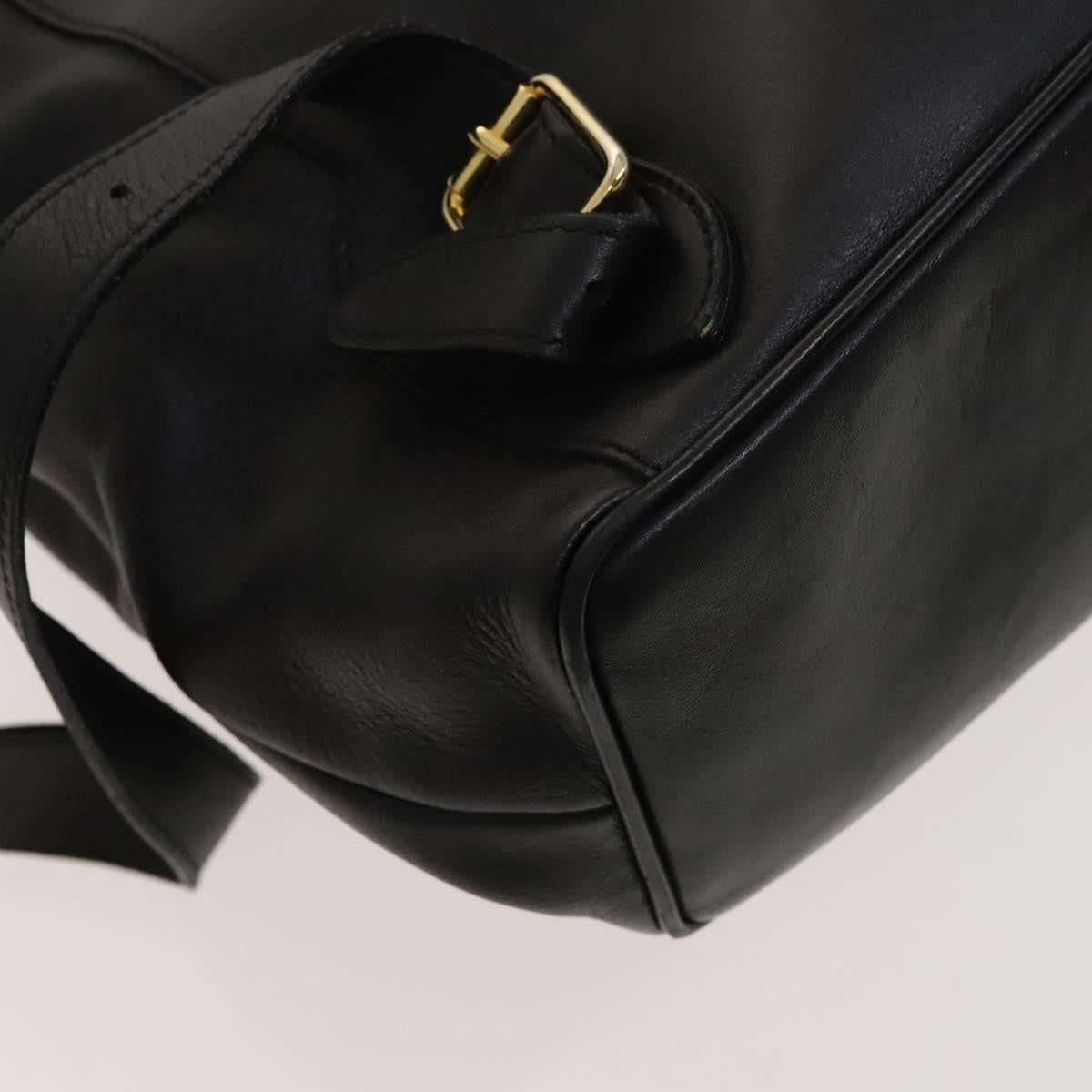Gucci Vintage Bamboo Backpack Leather Black Leather Backpack Bag (Pre-Owned)