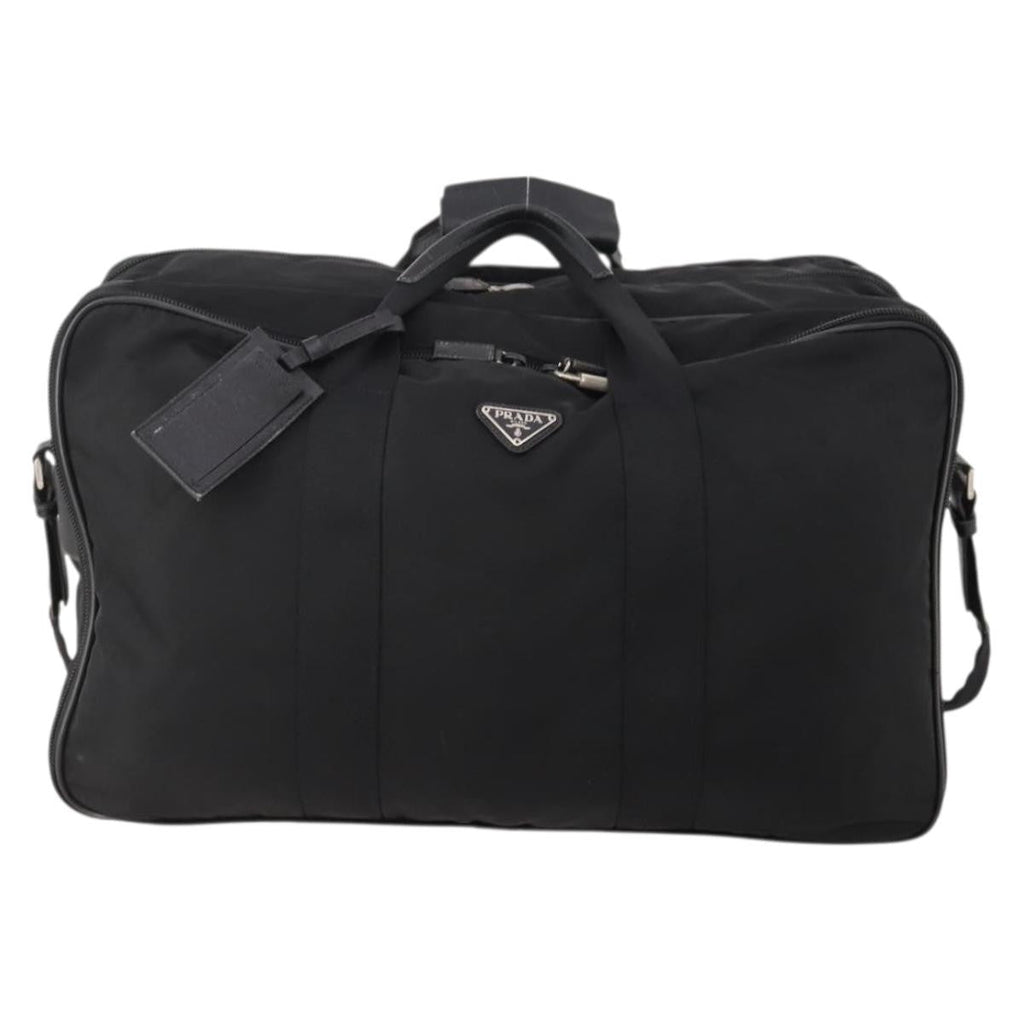 Prada Vintage Boston Bag Nylon Black Nylon Travel Bag Bag (Pre-Owned)