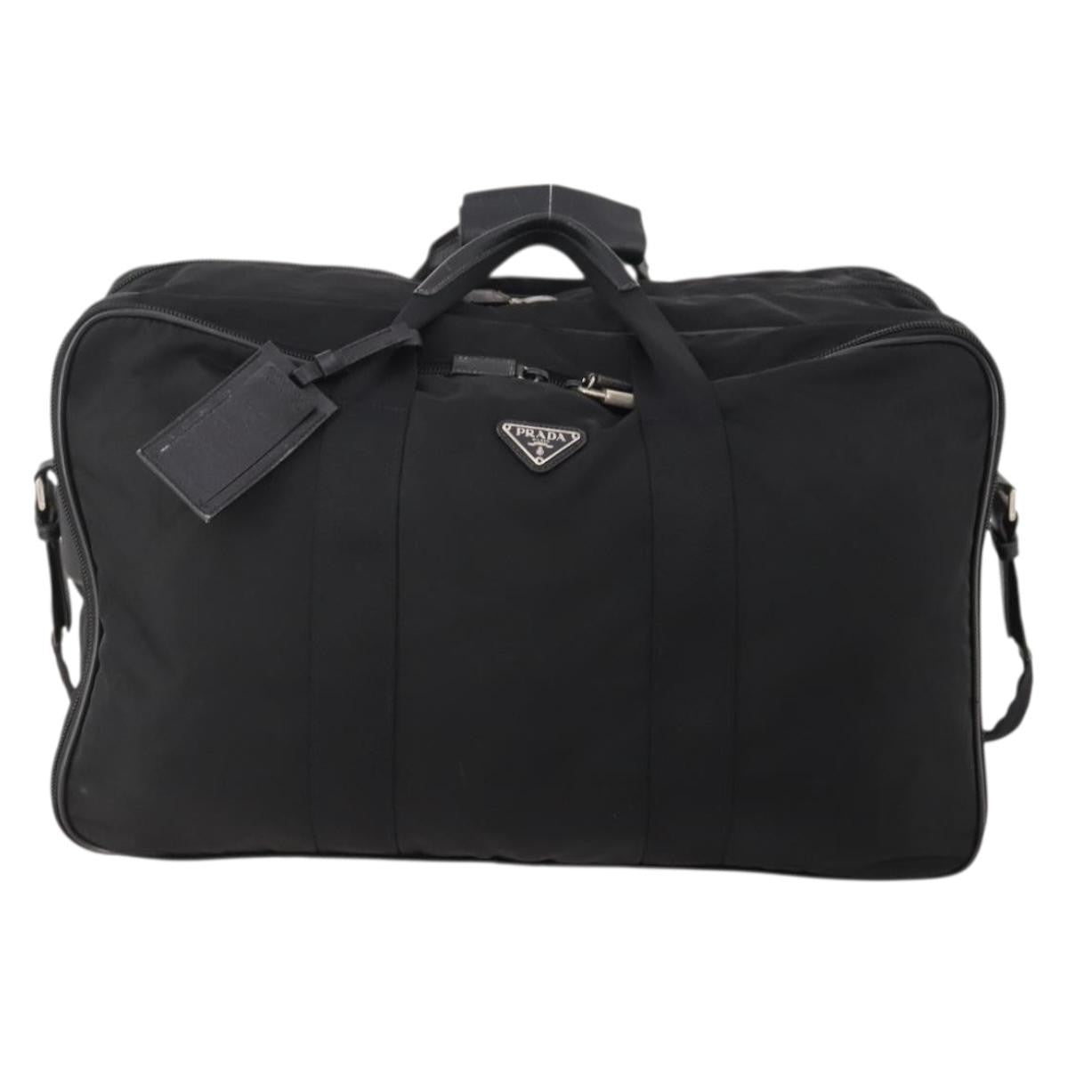 Prada Vintage Boston Bag Nylon Black Nylon Travel Bag Bag (Pre-Owned)