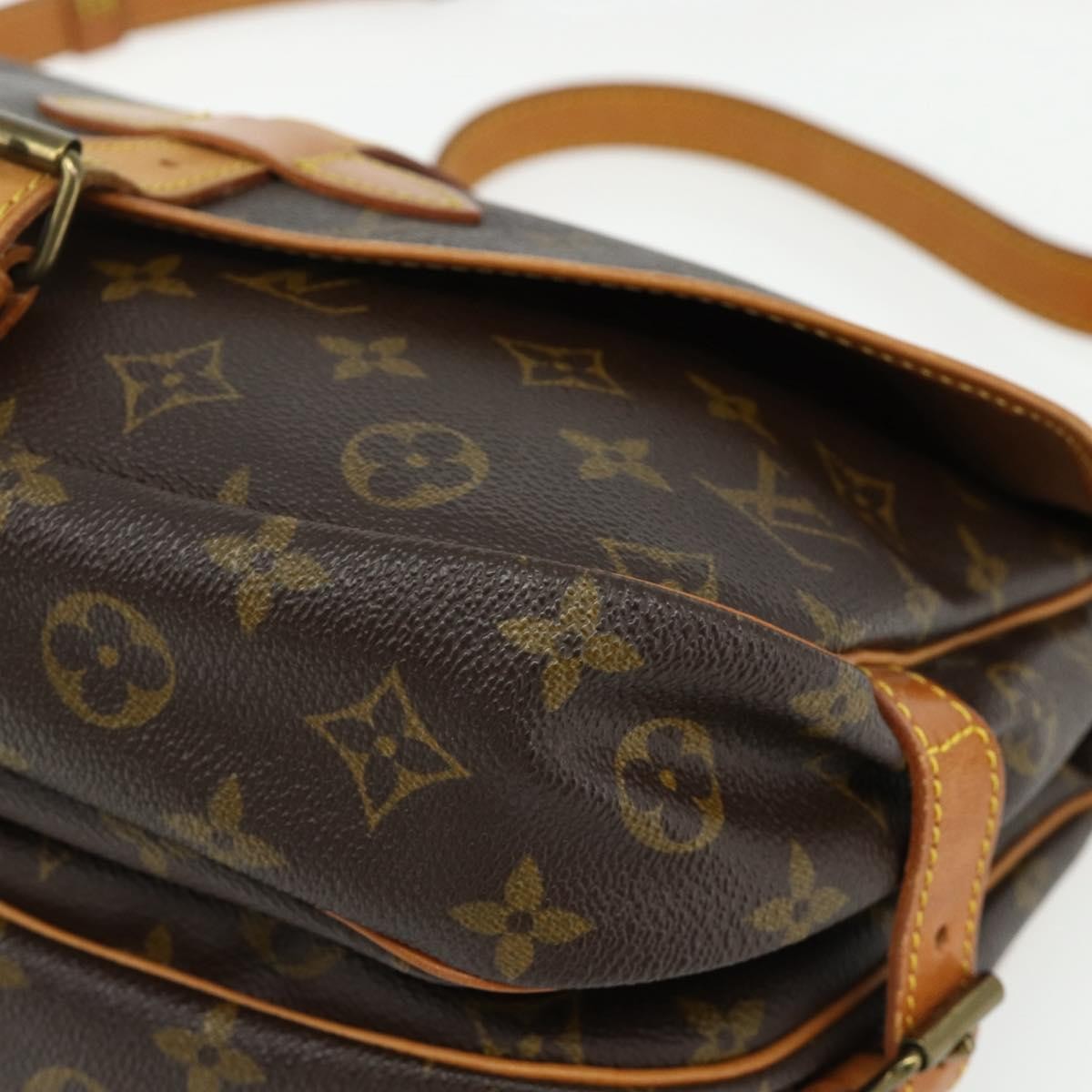 Louis Vuitton Saumur Handbag Monogram Canvas Brown Canvas Shoulder Bag Bag (Pre-Owned)