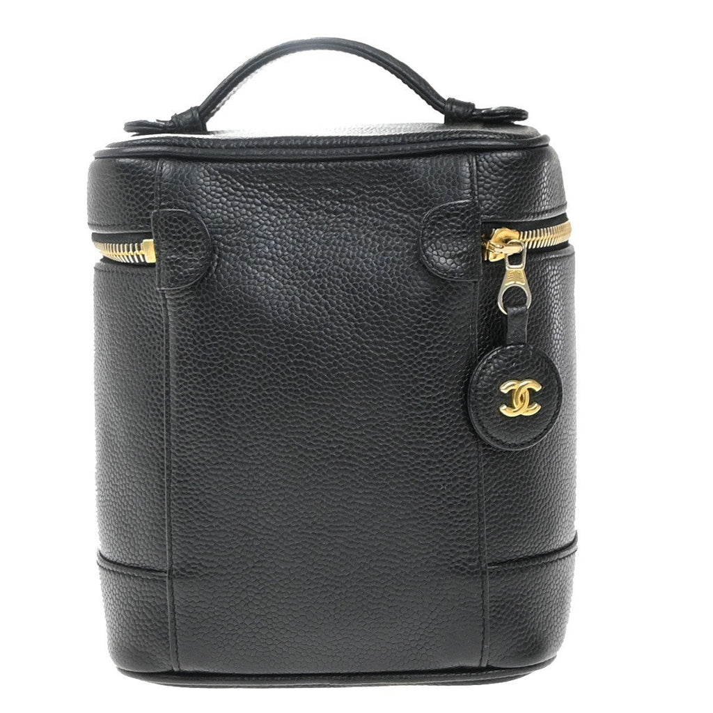 Chanel Vintage Timeless Cosmetic Case Caviar Black Leather Clutche & Pouche Bag (Pre-Owned)