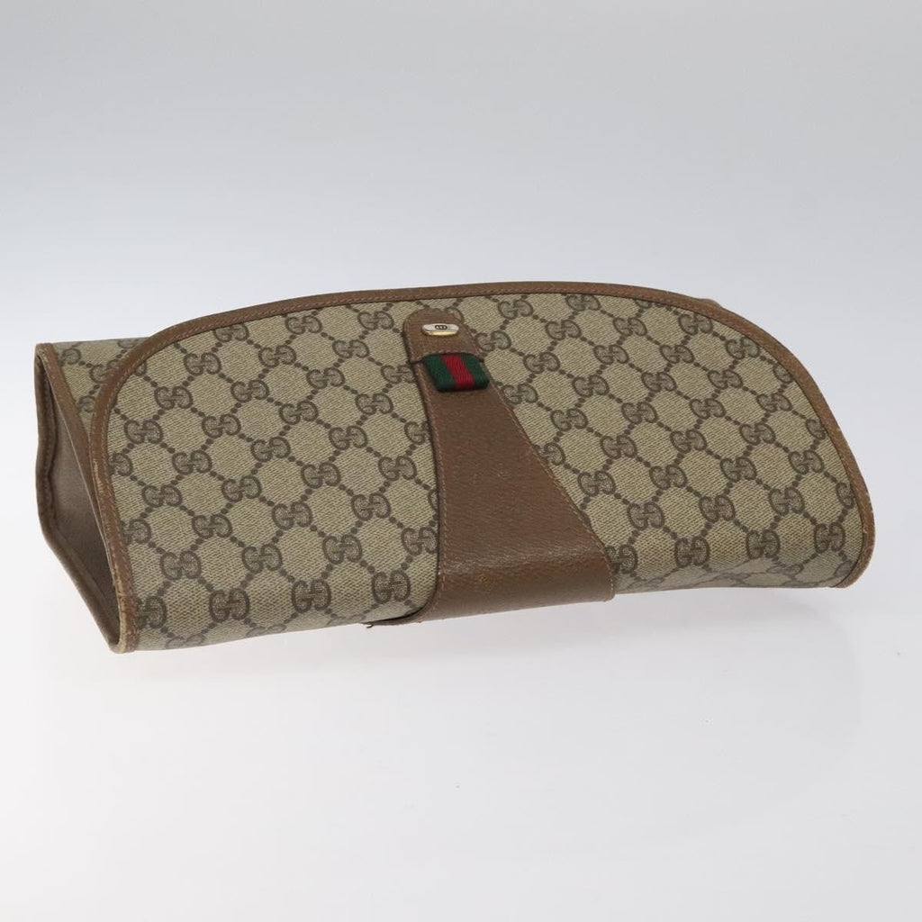Gucci Sherry Line Pouch Canvas Beige Canvas Clutche & Pouche Bag (Pre-Owned)