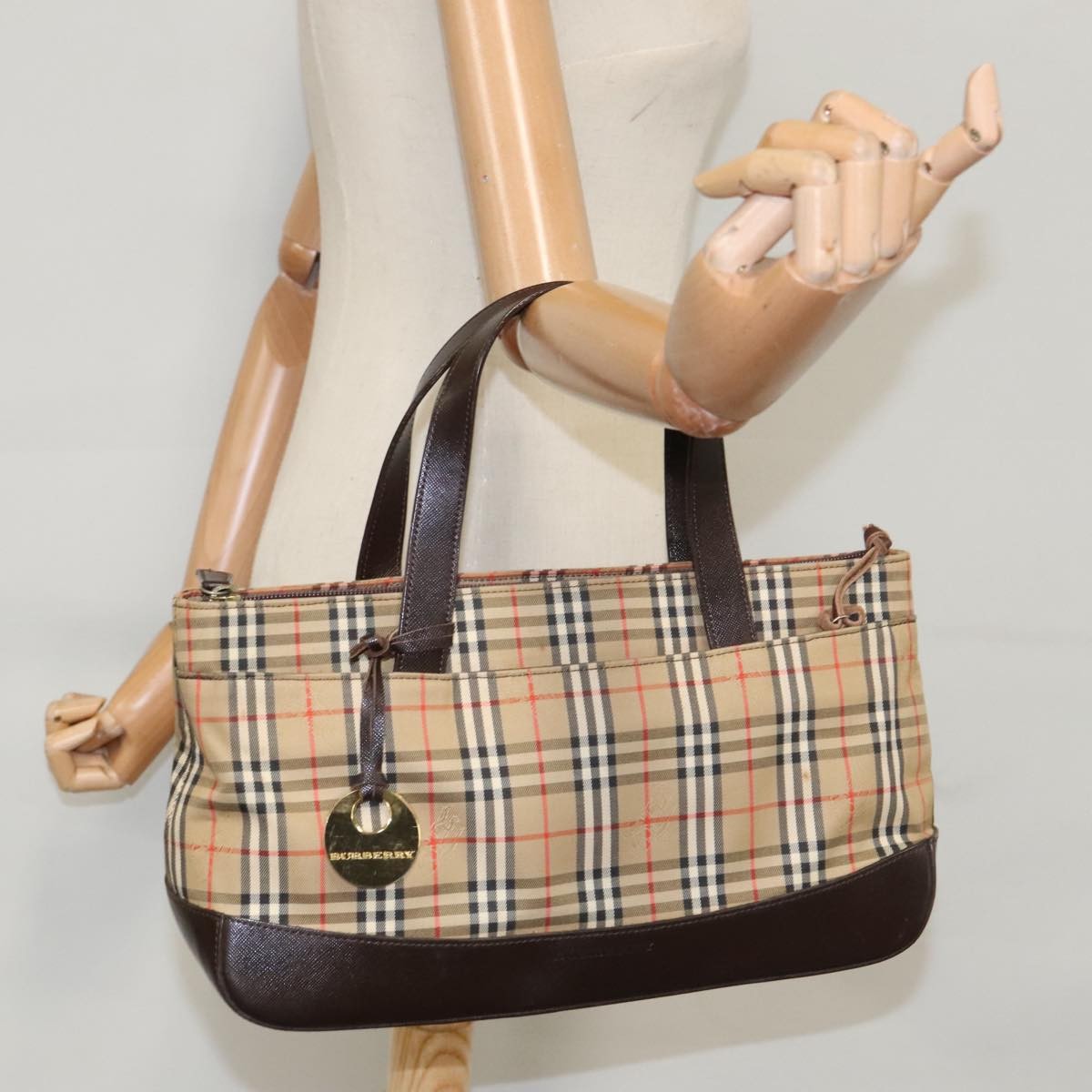 Burberry Nova Check Handbag Nova Check Canvas And Leather Beige Canvas Handbag (Pre-Owned)