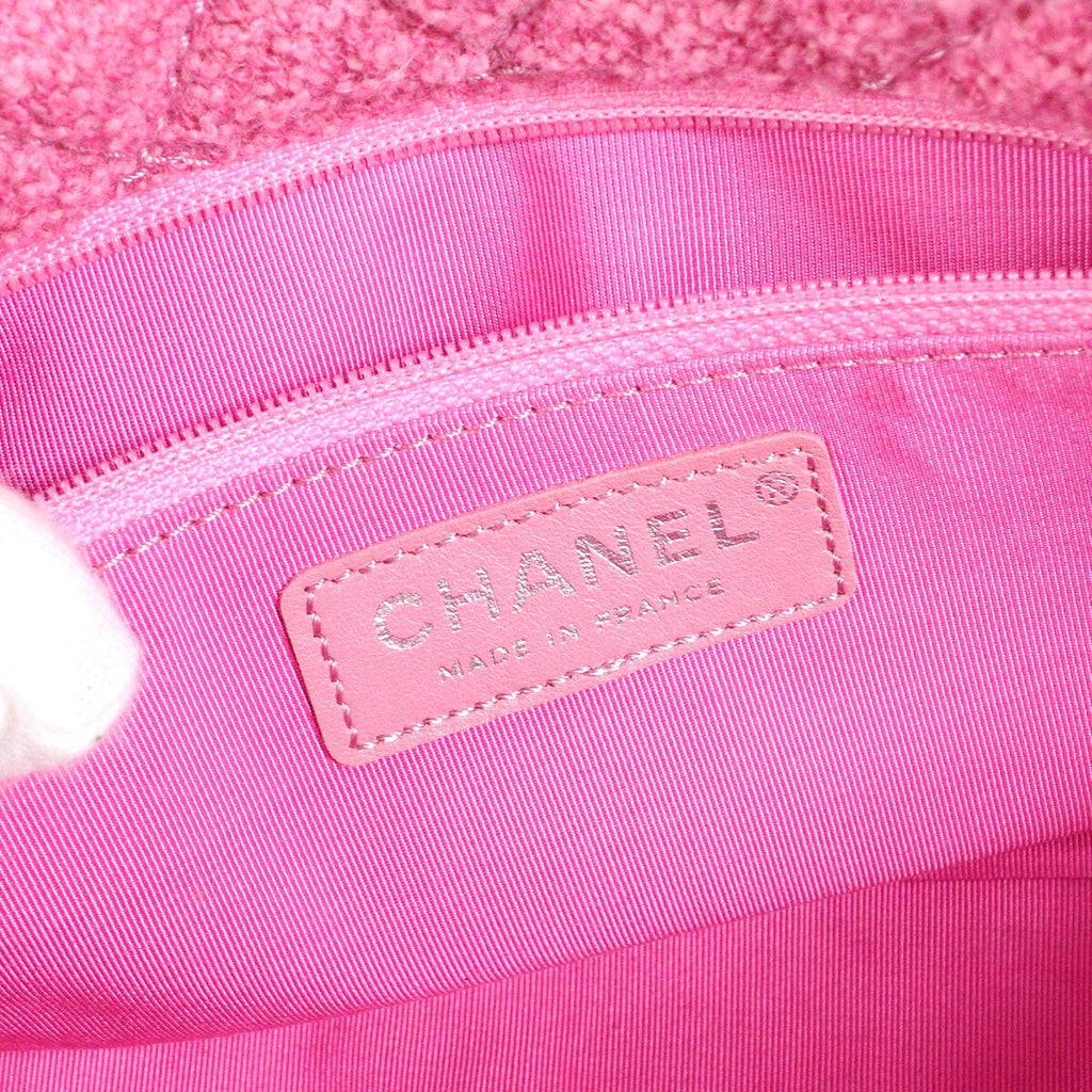 Chanel Easy Reissue Messenger Flap Bag Quilted Tweed Pink Tweed Shoulder Bag Bag (Pre-Owned)