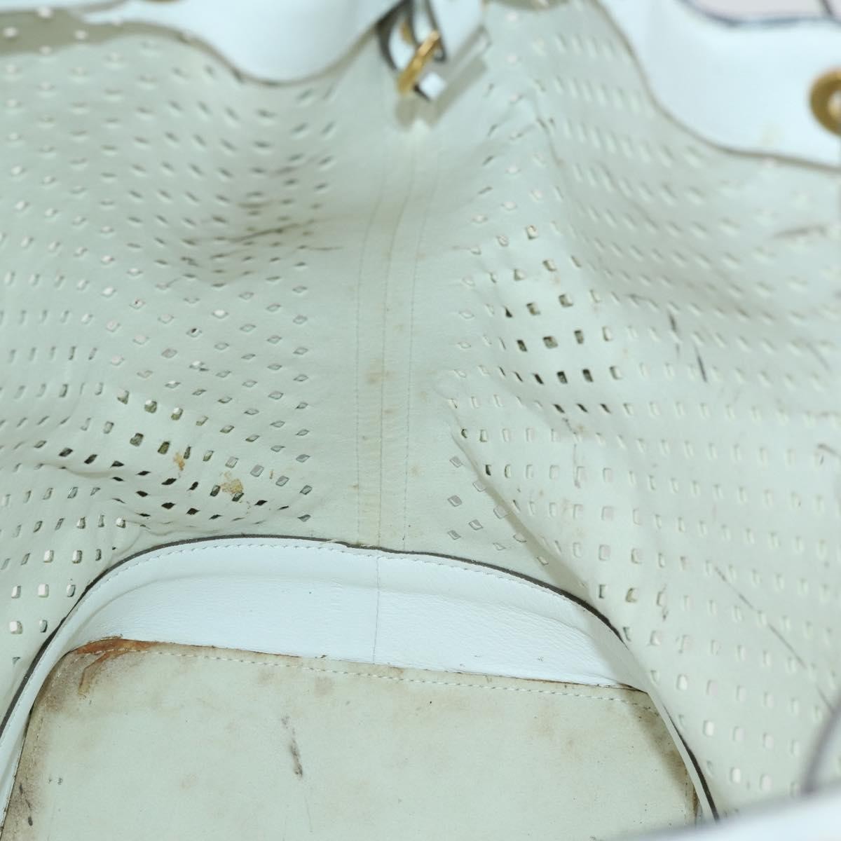 Louis Vuitton Flore Noe Handbag Perforated Leather White Leather Shoulder Bag Bag (Pre-Owned)