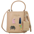 Prada Panier Bucket Bag Saffiano Leather Beige Leather Bag (Pre-Owned)