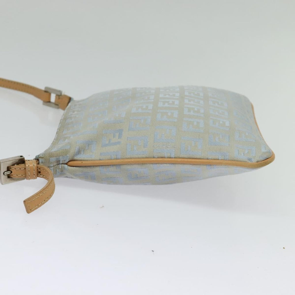 Fendi Vintage Flat Crossbody Bag Zucchino Canvas Blue Canvas Shoulder Bag Bag (Pre-Owned)