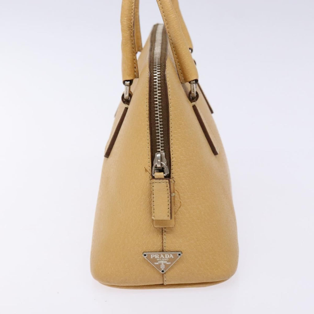Prada Cuir Promenade Bag Saffiano Leather Beige Leather Handbag (Pre-Owned)