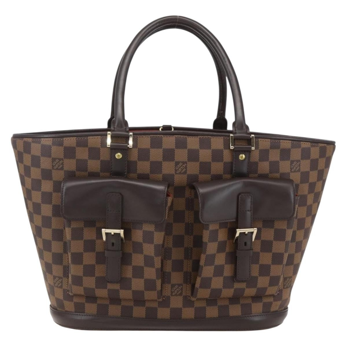 Louis Vuitton Manosque Handbag Damier Brown Canvas Tote Bag Bag (Pre-Owned)