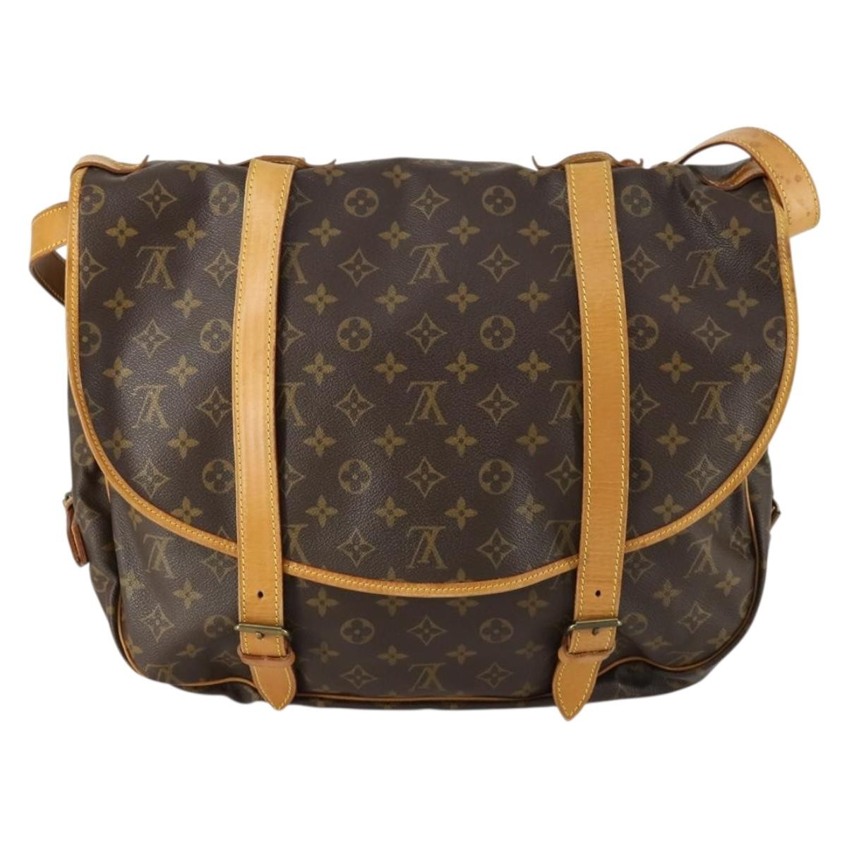 Louis Vuitton Saumur Handbag Monogram Canvas Brown Canvas Shoulder Bag Bag (Pre-Owned)