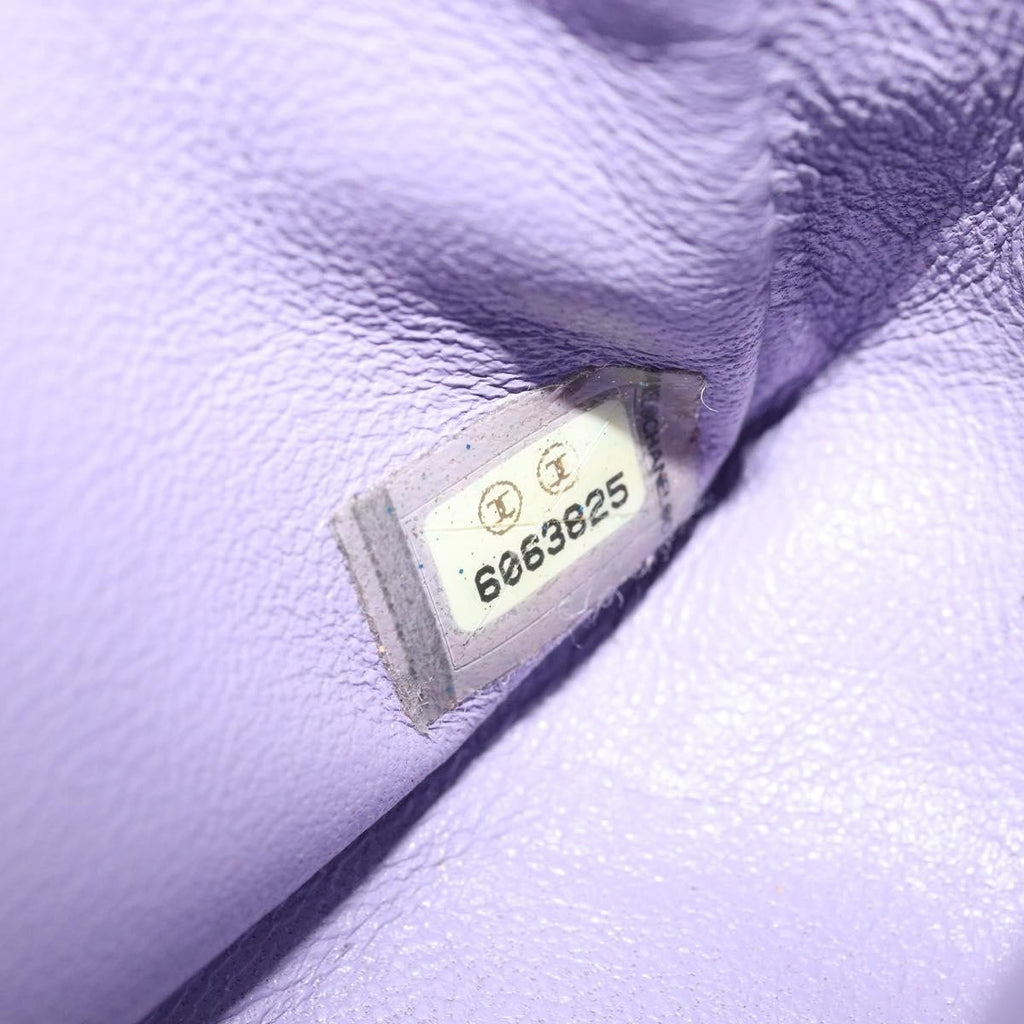Chanel Square Classic Single Flap Bag Fabric Purple Cotton Crossbody Bag Bag (Pre-Owned)