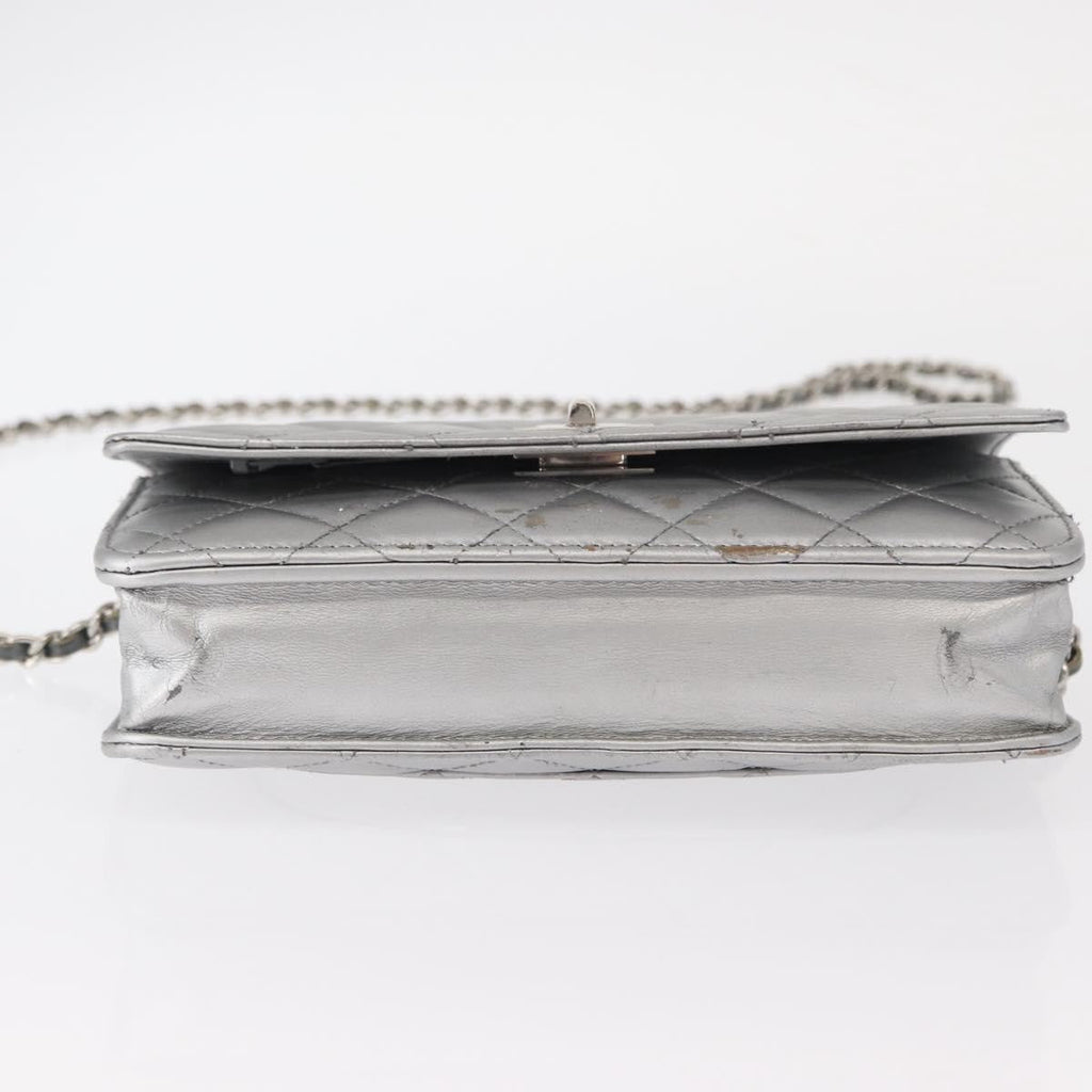 Chanel Reissue 2.55 Wallet On Chain Quilted Lambskin Silver Leather Shoulder Bag Bag (Pre-Owned)
