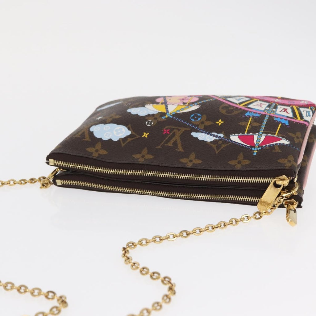 Louis Vuitton Double Zip Pochette Limited Edition Vivienne Xmas Monogram Canvas Brown Canvas Clutche & Pouche Bag (Pre-Owned)