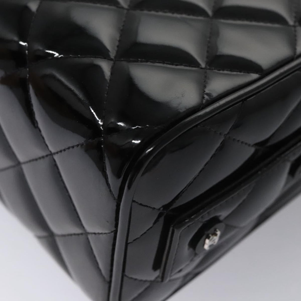 Chanel Vintage Metal Box Bag Quilted Patent Black Patent_Leather Handbag (Pre-Owned)