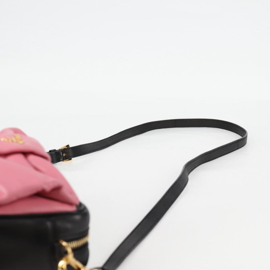 Prada Bow Camera Crossbody Bag Nappa Leather Black Leather Shoulder Bag Bag (Pre-Owned)