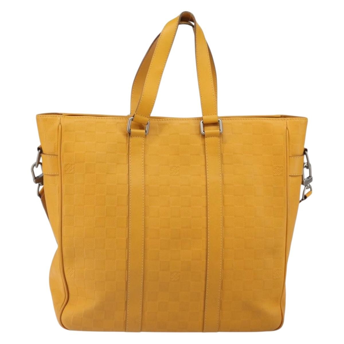 Louis Vuitton Tadao Handbag Damier Infini Leather Yellow Leather Handbag (Pre-Owned)