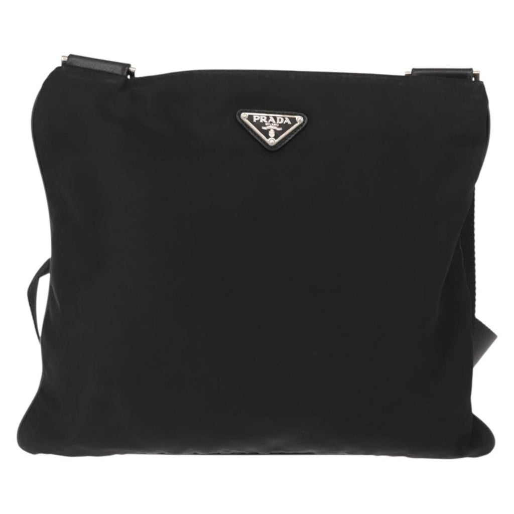 Prada Flat Messenger Bag Tessuto Black Nylon Shoulder Bag Bag (Pre-Owned)
