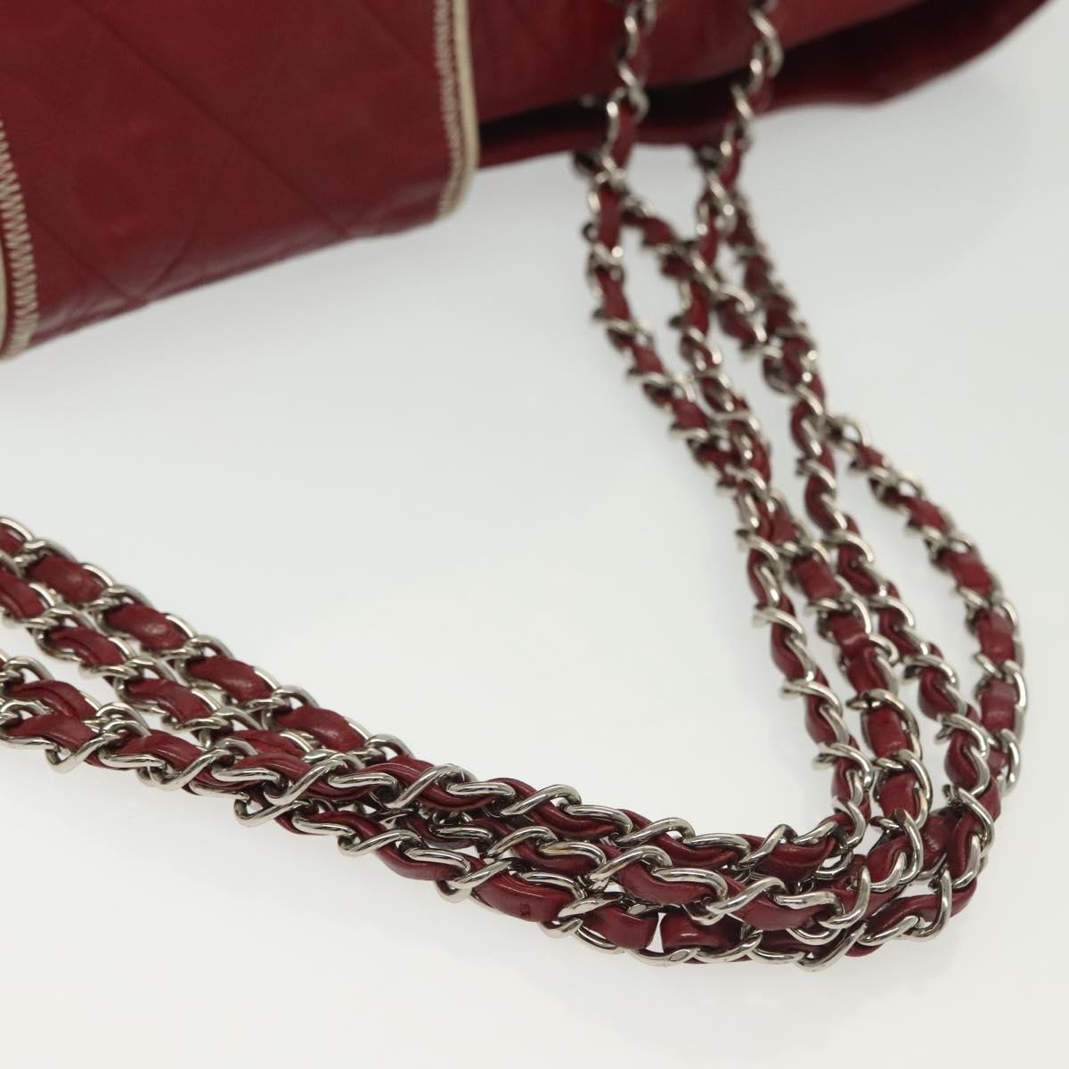 Chanel Vintage Reissue Chain Shopping Tote Leather Red Leather Bag (Pre-Owned)