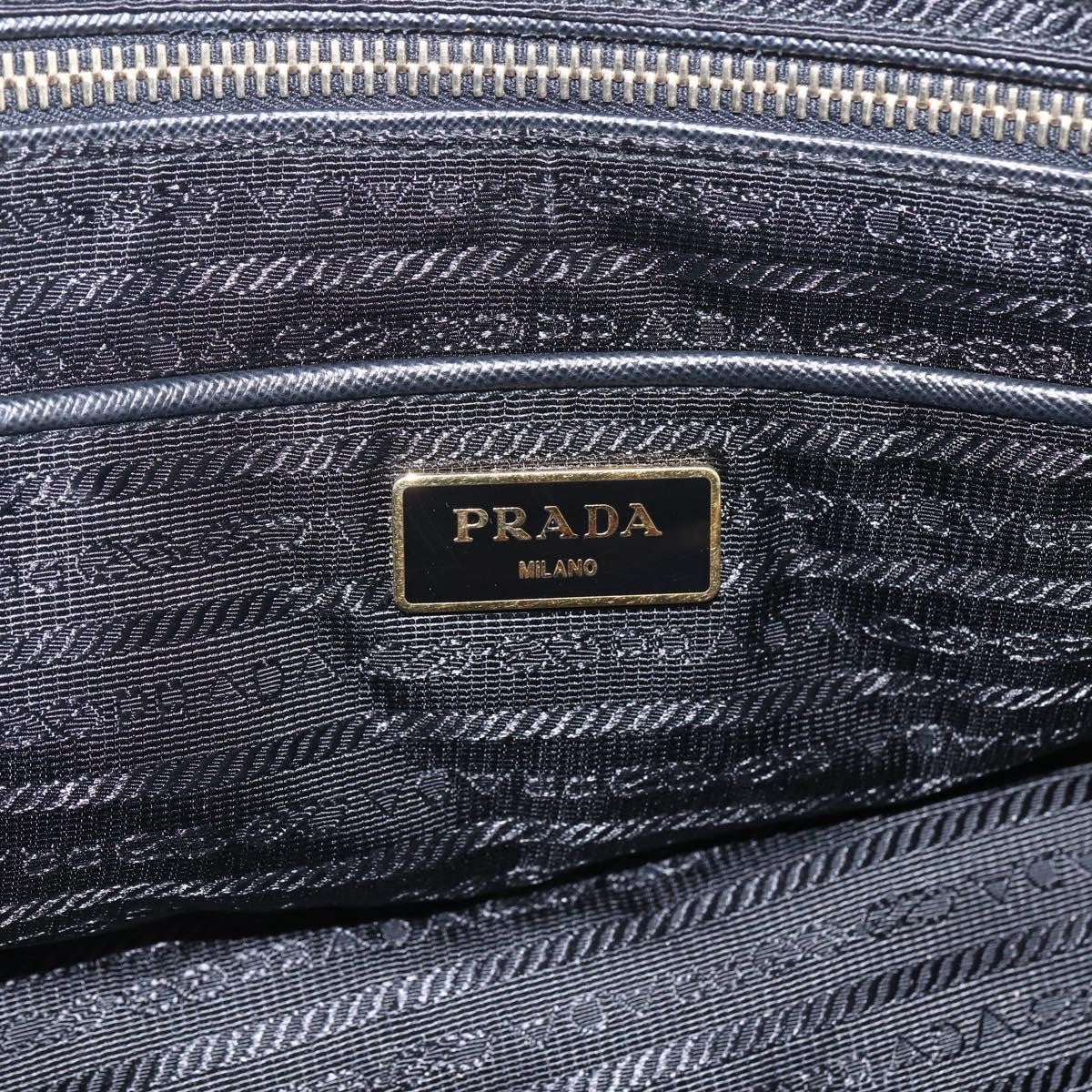 Prada Chain Shoulder Bag Quilted Tessuto Blue Nylon Shoulder Bag Bag (Pre-Owned)
