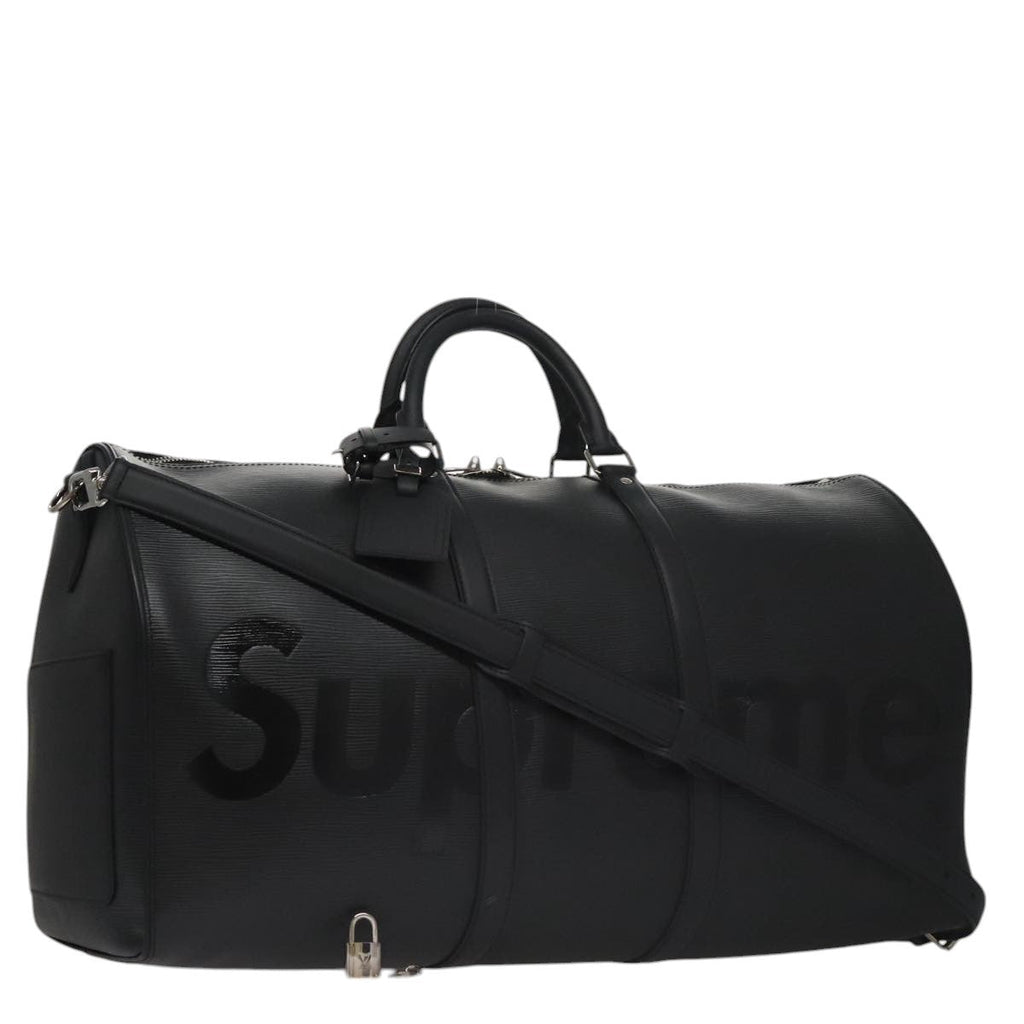 Louis Vuitton Keepall Bandouliere Bag Limited Edition Supreme Epi Leather Black Leather Bag (Pre-Owned)