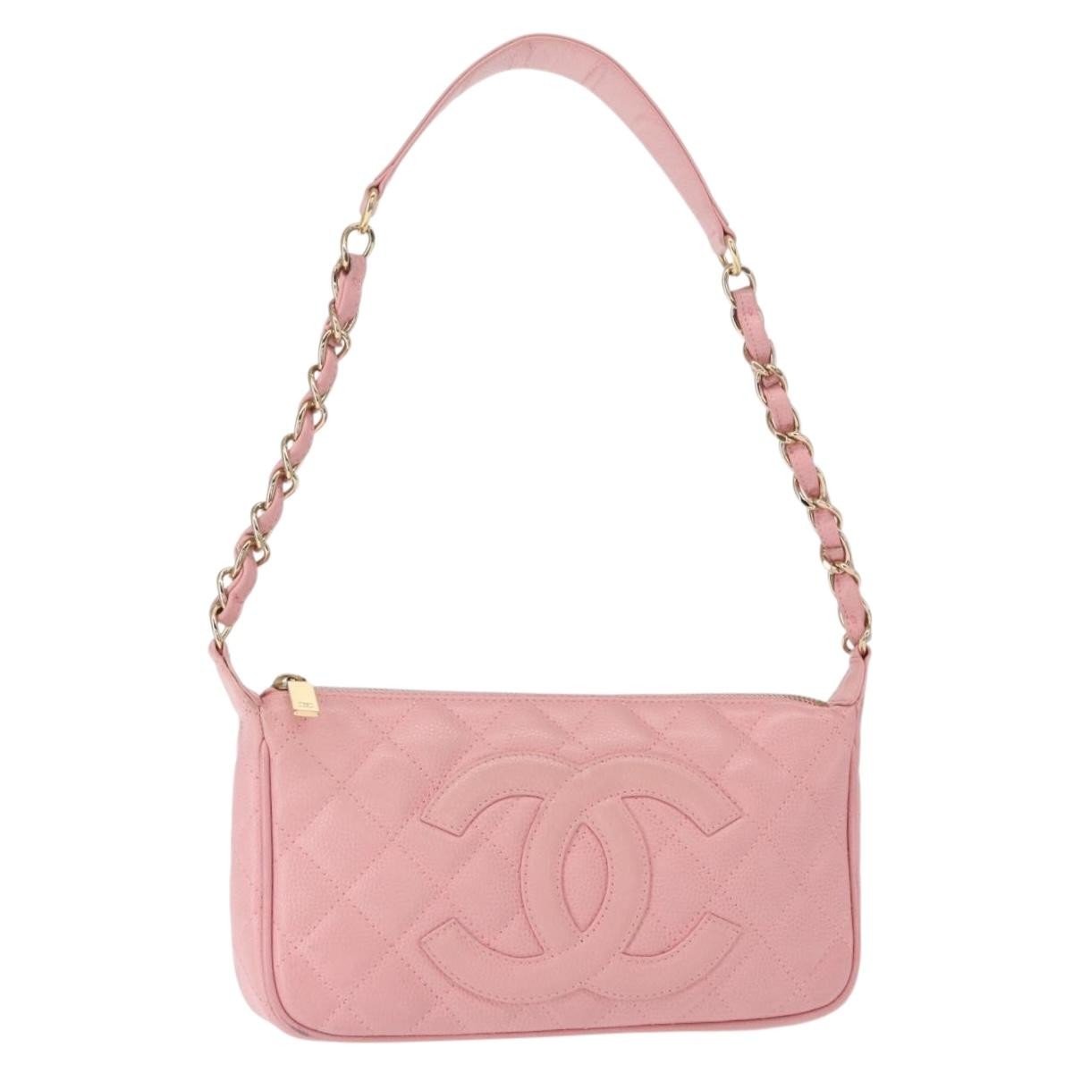 Chanel Timeless Cc Chain Shoulder Bag Quilted Caviar Pink Leather Shoulder Bag Bag (Pre-Owned)