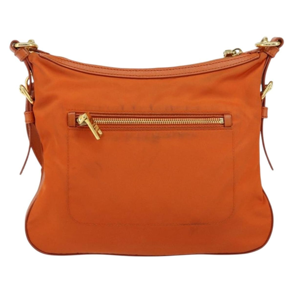 Prada Flat Messenger Tessuto With Leather Orange Nylon Shoulder Bag Bag (Pre-Owned)