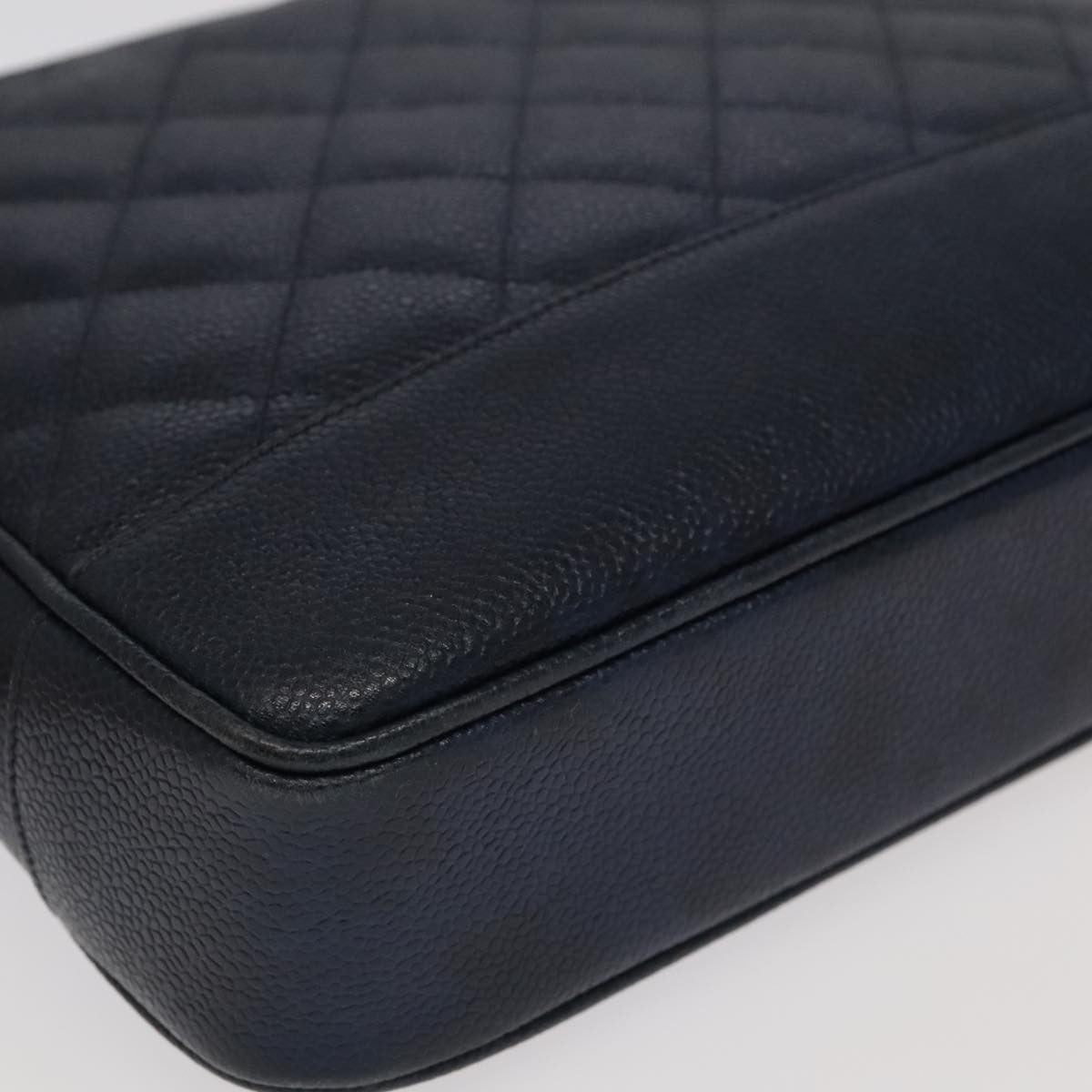 Chanel Vintage Shoulder Bag Leather Navy Leather Shoulder Bag Bag (Pre-Owned)