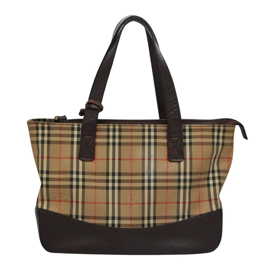 Burberry Nova Check Handbag Nova Check Canvas And Leather Beige Canvas Handbag (Pre-Owned)