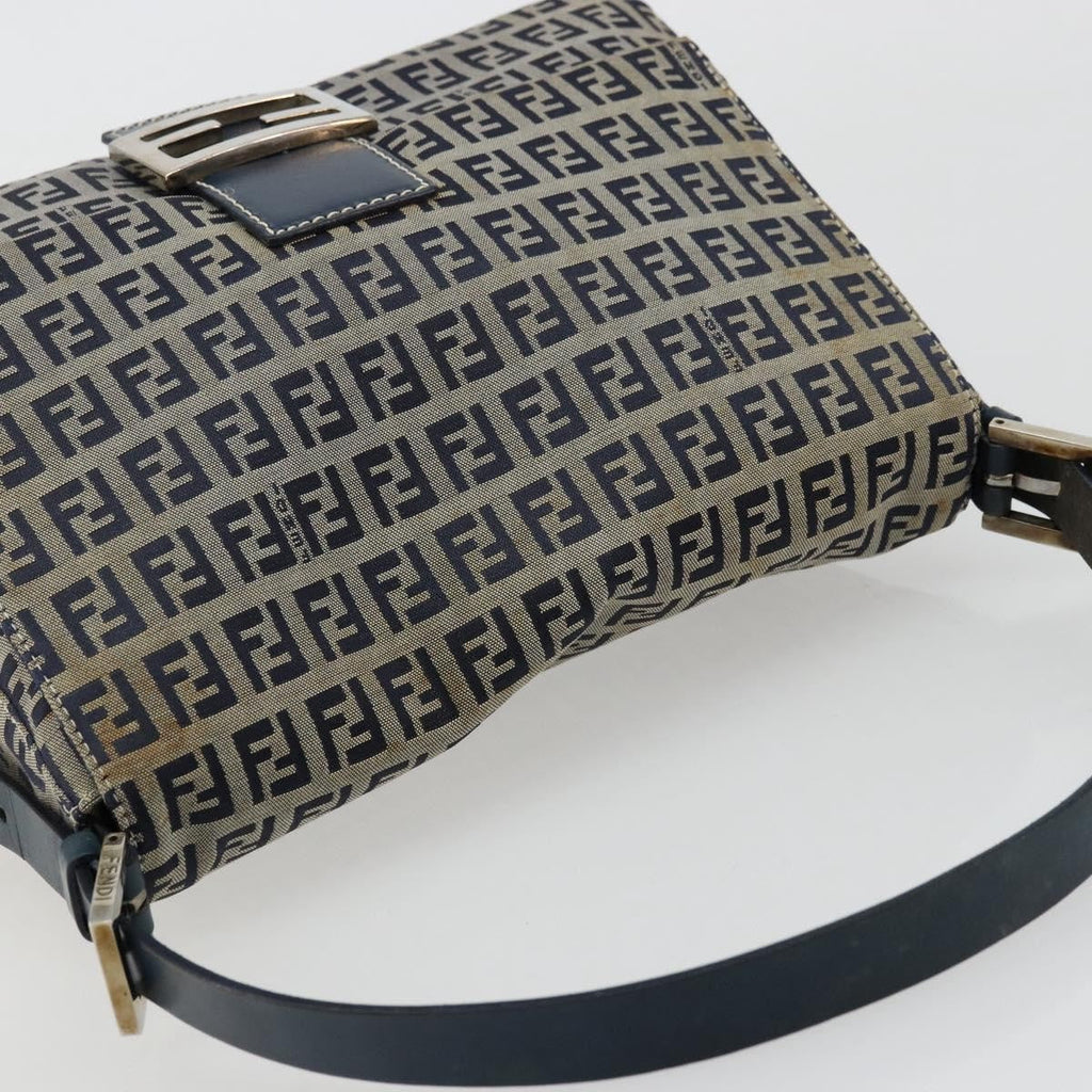 Fendi Mama Forever Bag Zucchino Canvas Navy Canvas Shoulder Bag Bag (Pre-Owned)