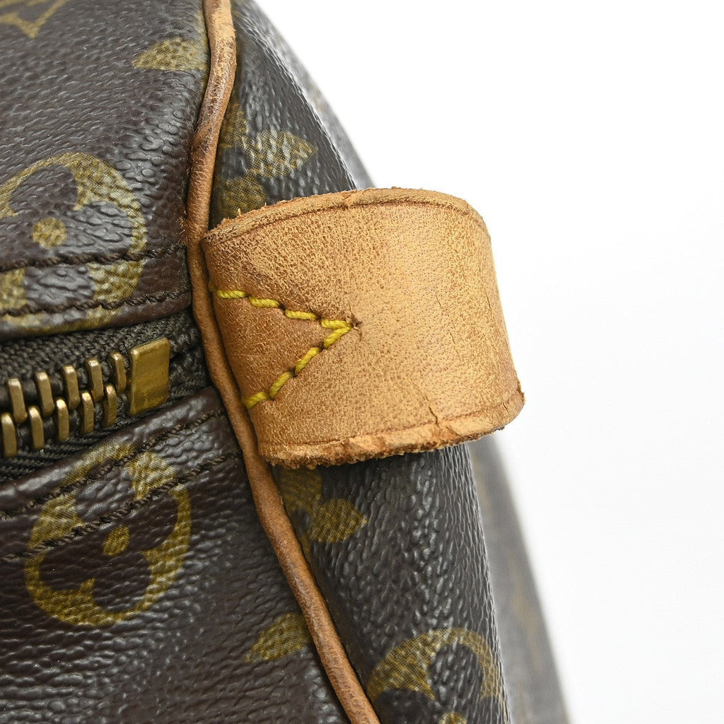 Louis Vuitton Keepall Bag Monogram Canvas Brown Leather Travel Bag Bag (Pre-Owned)